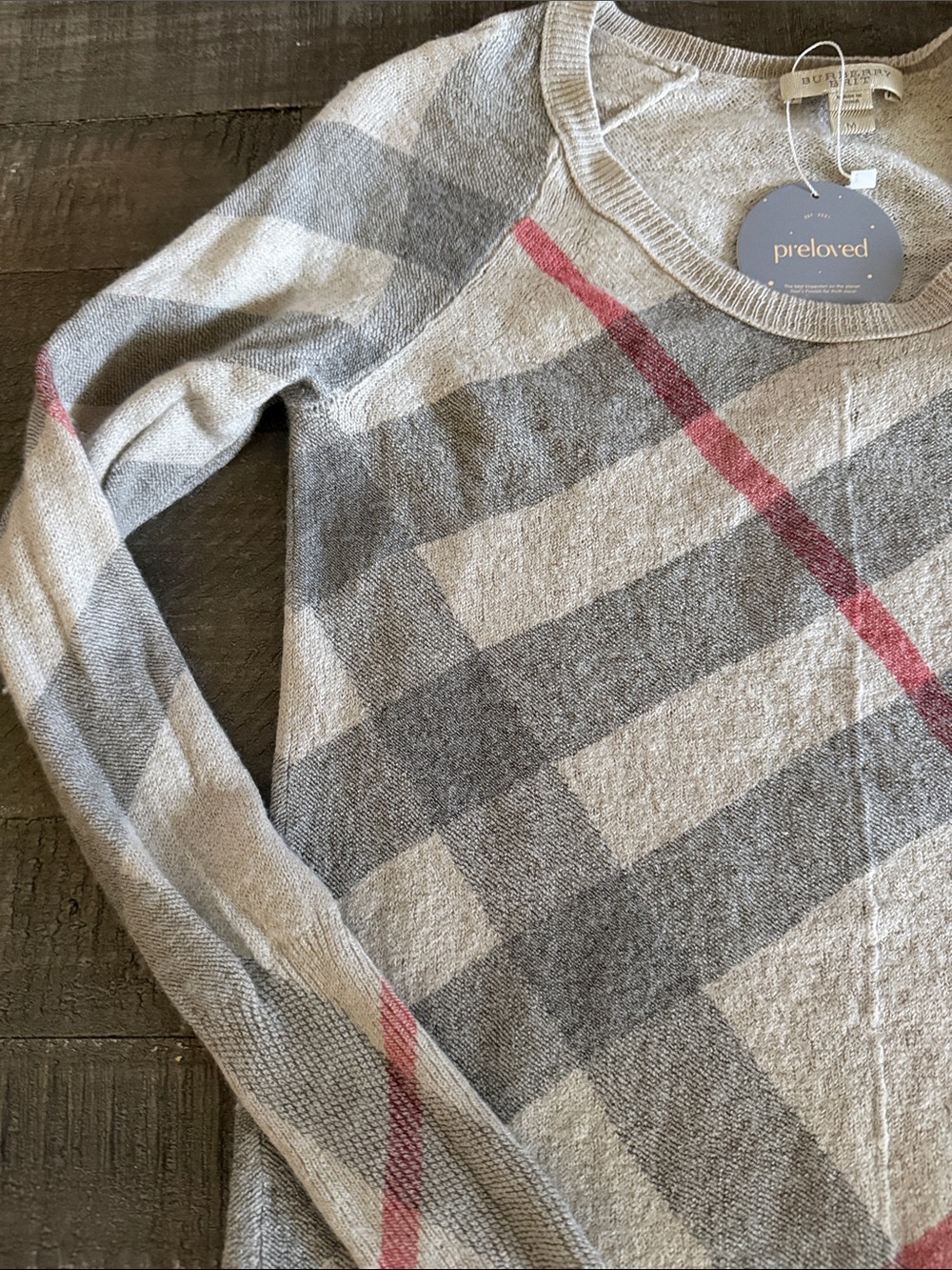Burberry London classic check wool cashmere sweater Sz S - Picture 7 of 9